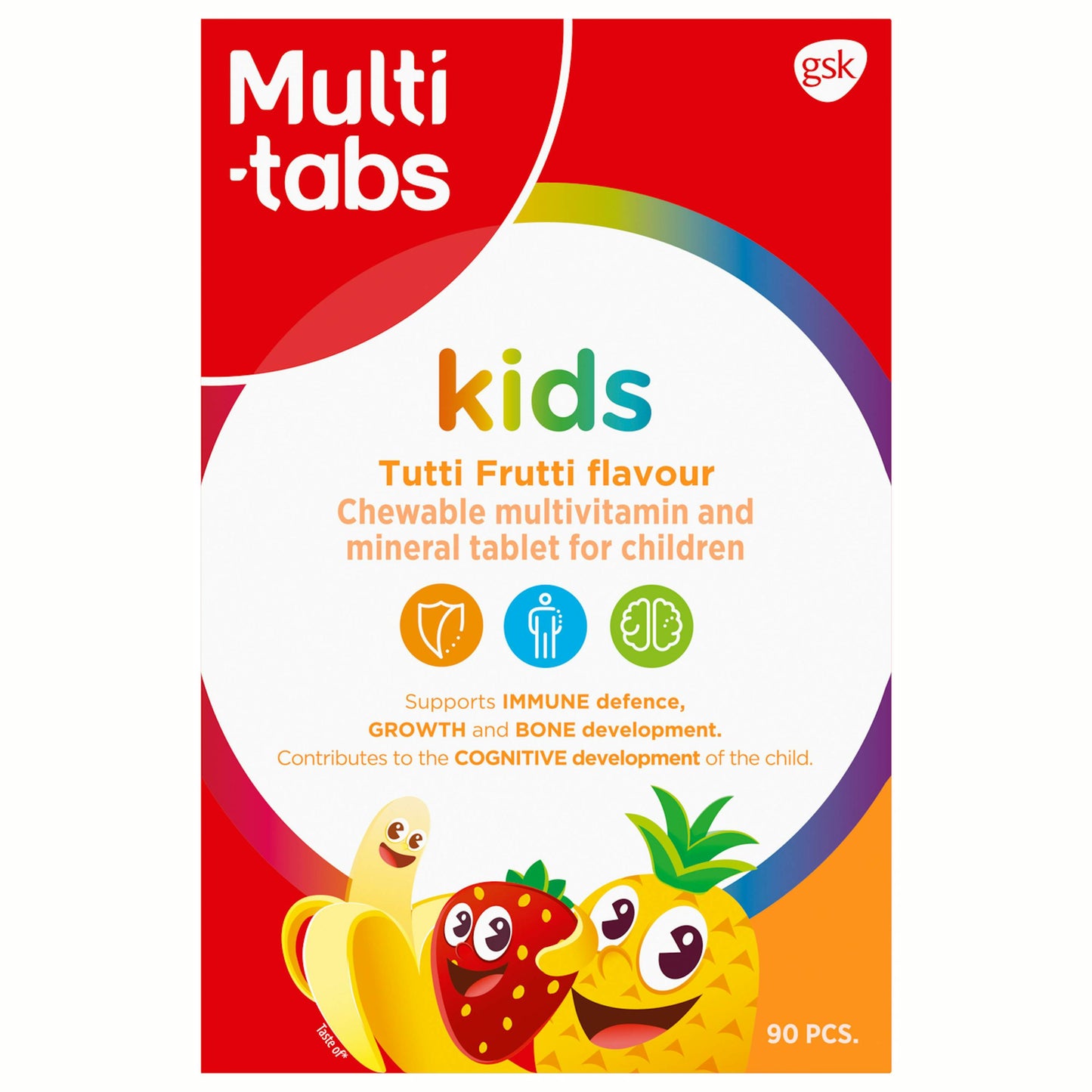 Multi-tabs儿童多种维生素综合水果味 90粒