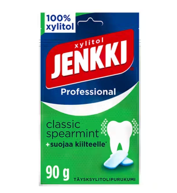 Jenkki Professional 绿色-经典薄荷味全木糖醇口香糖 90g
