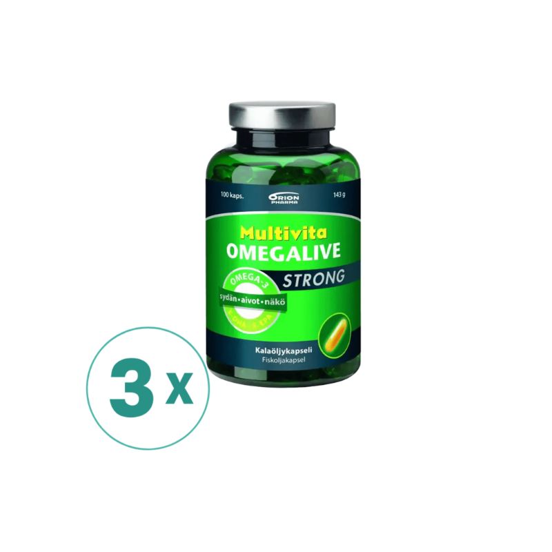 3瓶装 ORION芬兰加强型高含量深海鱼油 欧米茄3Omega3DHA EPA100粒