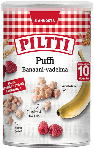 Piltti 普菲香蕉覆盆子味小麦泡芙35g 10个月+