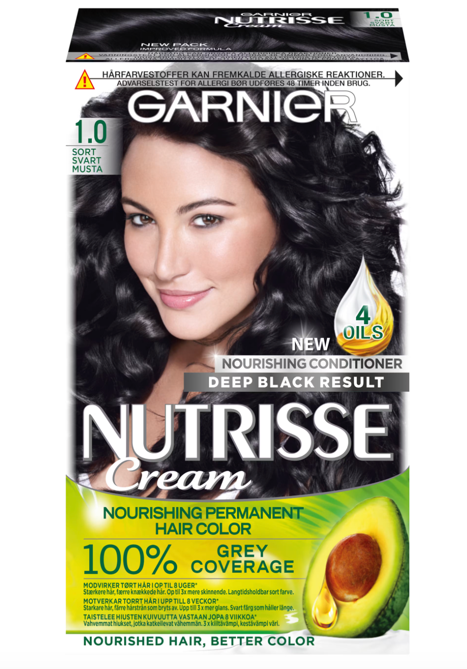 Garnier卡尼尔 Nutrisse 植萃滋养染发膏 1.0自然黑 40ml