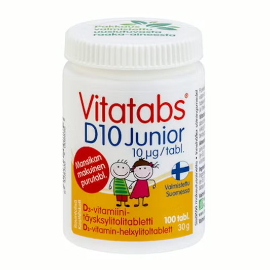 Hankintatukku Vitatabs D 10 Junior儿童维生素D3含片咀嚼片10毫克100片装（新包装）