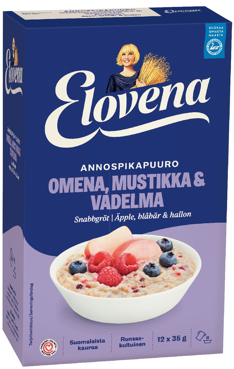 Elovena 苹果蓝莓覆盆子即食粥12x35g