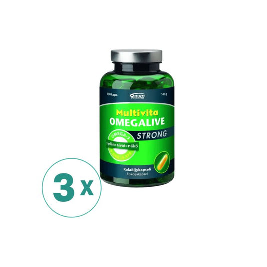 3瓶装 ORION芬兰加强型高含量深海鱼油 欧米茄3Omega3DHA EPA100粒