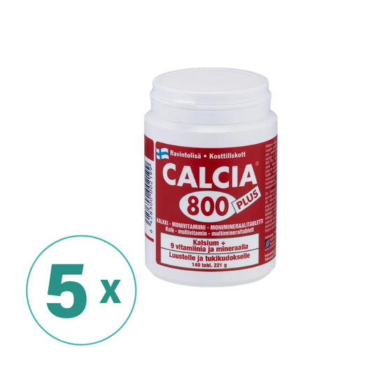 5瓶装 Hankintatukku Calcia 800 Plus浆果谷物复合维生素钙片 红钙140粒